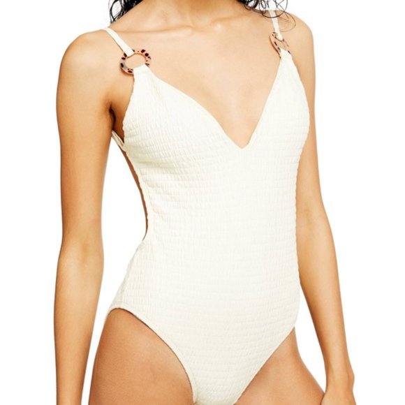 NWT Topshop White One Piece Style Swimsuit - Picture 1 of 4